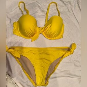 Victoria Secret 2 piece Bathing Suit yellow - Medium Bottoms 36c Top